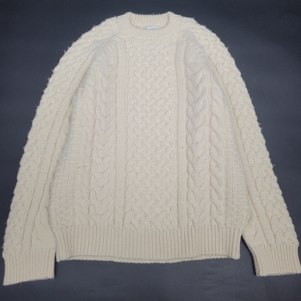 BARE Knitware Porteau Cable Crew Ecru S/M